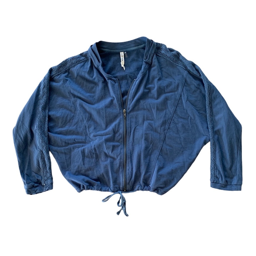 Mur Mur Cobalt Blue Butterfly Sleeve Crochet Detail Drawstring Jacket Small